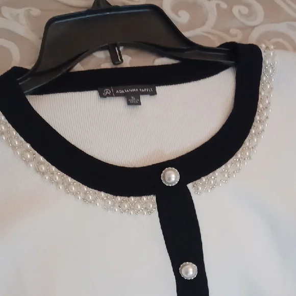 Adrianna Papell Black and White Cardigan - Picture 3 of 8